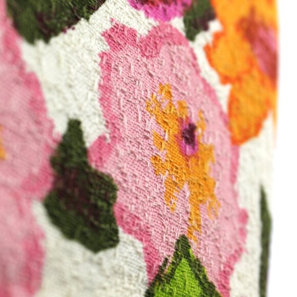 Vintage Flower Power Print Bark Cloth Fabric-3 Sewn Panels Boho Mod Groovy - Picture 7 of 7